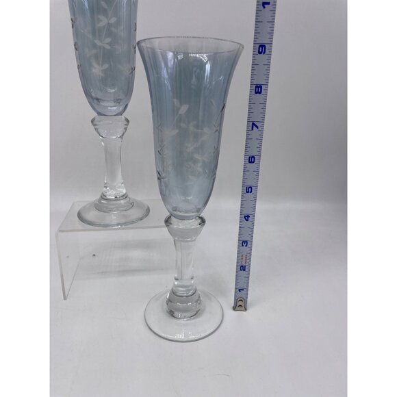 Smokey Blue Blown Cordial Champagne Elegant Glass 6 Oz Set of Two (2) - Picture 6 of 7